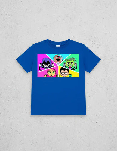Polera Color Algodón 100% Niños Jovenes Titanes Cuadrado