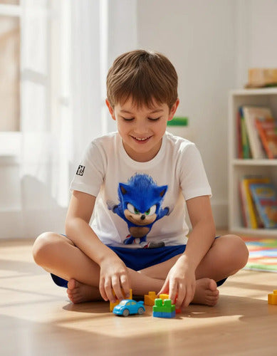 Pijama Corto Niños Algodon Sonic Corriendo