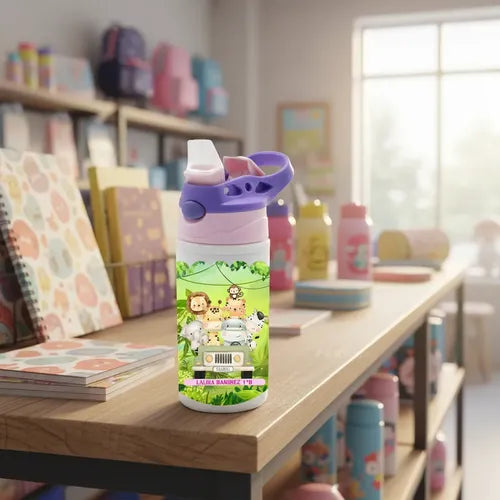 Botella Agua Colegio Animales Safari Personalizada