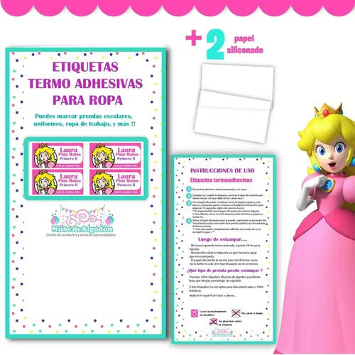 Etiquetas Para Marcar Ropa Y Utiles Escolares Princesa Peach Fucsia