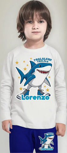 Pijama Largo Tralalero Tralala Niños Algodón Personalizado 2