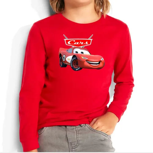 Polera Manga Larga Algodón Niños Auto Rojo Hot Wheels