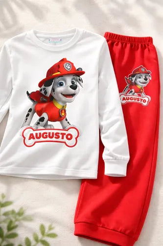 Pijama Largo Marshall Paw Patrol Personalizado 100% Algodón