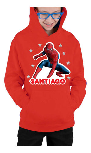 Polerón Canguro Spiderman Personalizado Niños Algodón