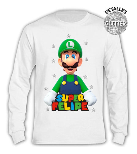 Pijama Largo Luigi Bros Niños Algodón Personalizado