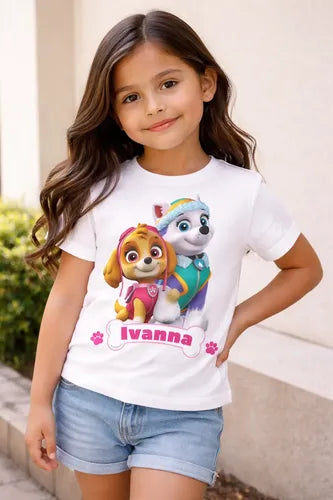 Polera Skye - Everest Paw Patrol Estampada Niña Cumpleaños