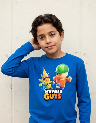 Polera Manga Larga Algodón Niños Stumble Guys