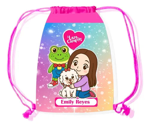 Mochila Morral Lara Campos Colegio Personalizada Fucsia Lara Campos