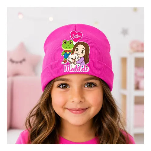 Gorro Lana Lara Campos Personalizado Niñas Con Nombre Fucsia Niñas Lara Campos