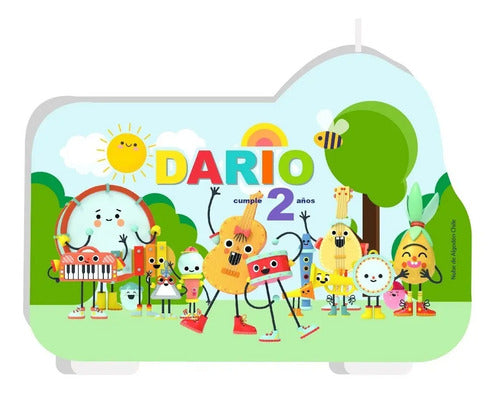 Vela De Cumpleaños Guitarra Y Tambor Niños Personalizada