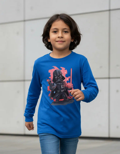 Polera Manga Larga Algodón Niños Darth Vader Star Wars