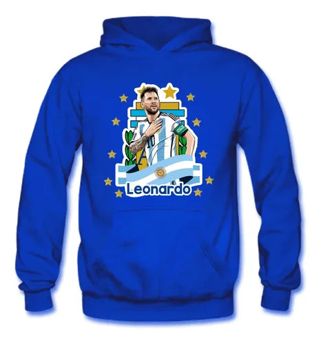 Polerón Canguro Messi Fútbol Personalizado Niños Algodón