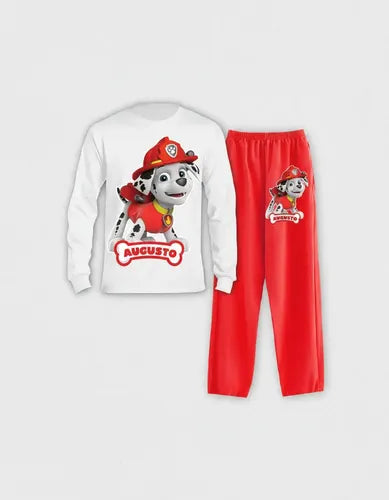 Pijama Largo Marshall Paw Patrol Personalizado 100% Algodón