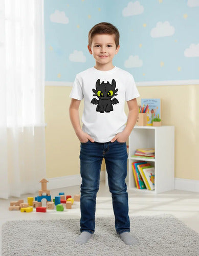Polera Color Algodón 100% Niño Chimuelo Como Entrenar Dragon