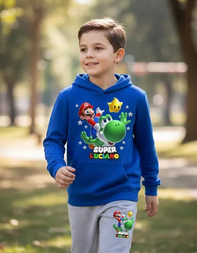 Buzo Super Mario Galaxy Poleron Pantalon Personaliza Niños 2