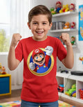 Polera Color Algodón 100% Niños Mario Bros Puño