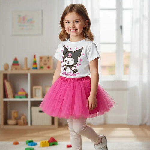 Disfraz Vestido Kuromi D2 Personalizado Polera + Tutú Niñas  Detalles Glitter