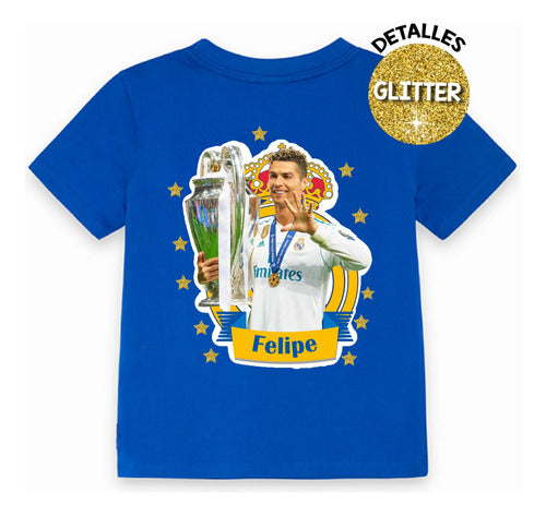 Polera Ronaldo Futbol Personalizada Niños Algodón 100%