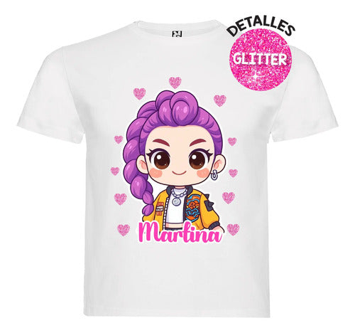 Disfraz Vestido Rumi Huntrix Guerreras K Pop Personalizado Polera + Tutú Niñas Detalles Glitter