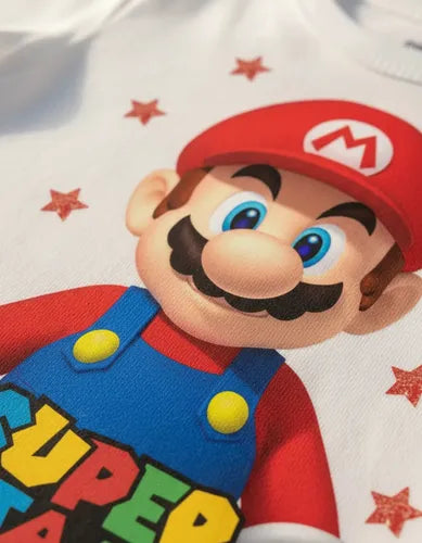 Pijama Largo Super Mario Bros Niños Algodón Personalizado
