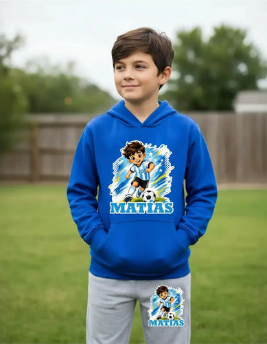 Buzo Futbol Argentina Niño Conjunto Deportivo Personalizado Azul Futbol Niño Argentina 10