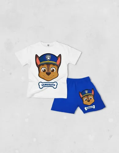 Pijama Chase Paw Patrol Personalizado 2 Niños 100% Algodón
