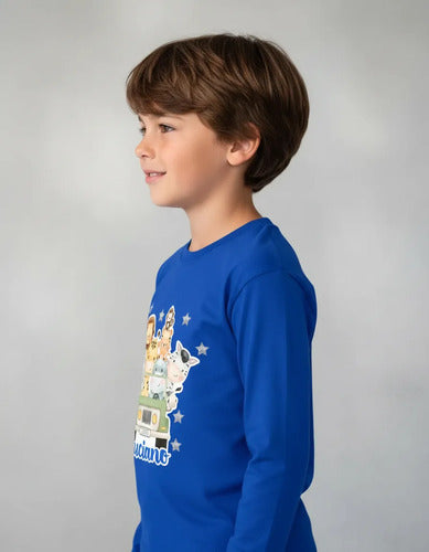 Polera Animales Safari Personalizada Niños Manga Larga