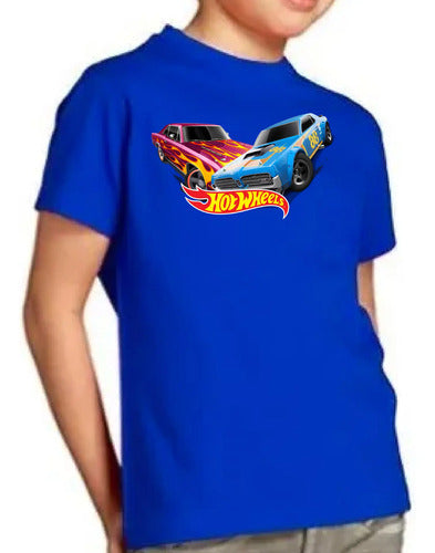 Polera Color Algodón 100% Niños Auto Rojo Hot Wheels