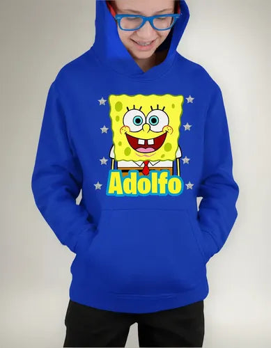 Polerón Canguro Bob Esponja Personalizado Algodón Niños