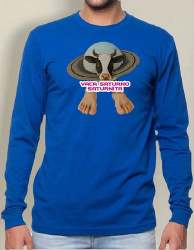 Polera Manga Larga Algodón Niños Vaca Saturno Saturnina