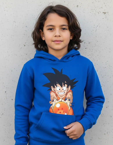 Polerón Canguro Algodón Niños Goku Dragon Ball