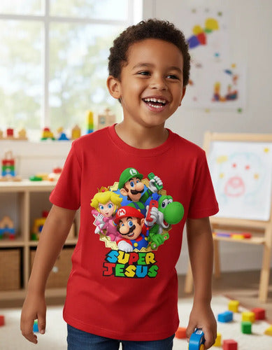 Polera Mario Bros Y Amigos Personalizada Niños Algodón100%