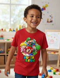 Polera Mario Bros Y Amigos Personalizada Niños Algodón100%