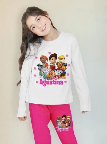Pijama Largo Paw Patrol Niñas Personalizado Algodón