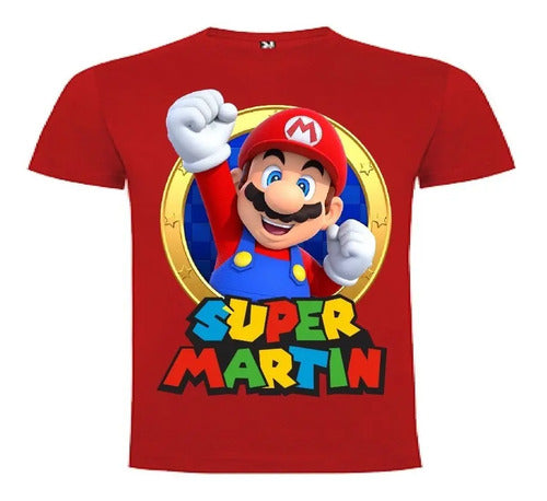 Polera Super Mario Bros Personalizada Niños Algodón100%