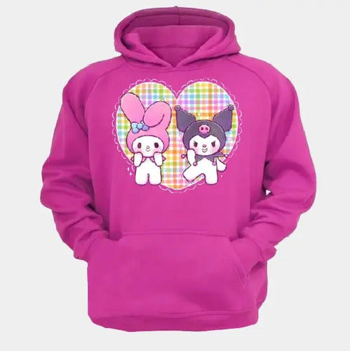 Polerón Canguro Algodón Niñas Kuromi My Melody Corazon