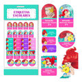Etiquetas Escolares Personalizadas Ariel La Sirenita  Fucsia