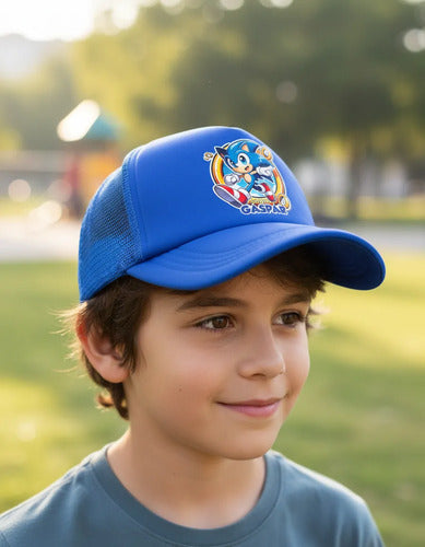 Jockey Sonic Niños Personalizado Ajustable D1 Azul Talla Niños Sonic D1