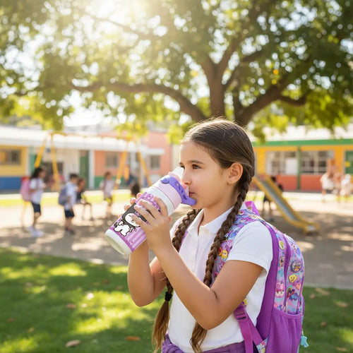 Botella Agua Colegio Kuromi Personalizada Niñas Blanco