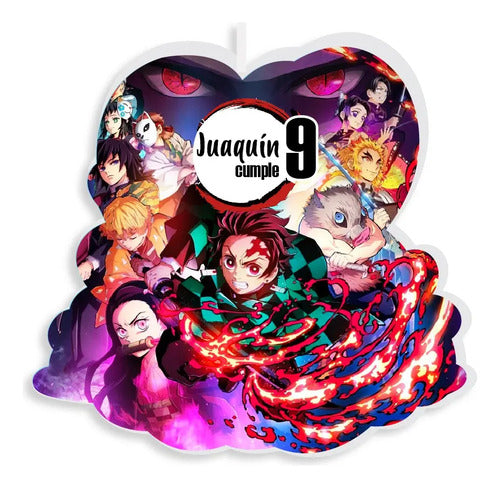 Vela De Cumpleaños Demon Slayer Kimetsu Personalizada Niños