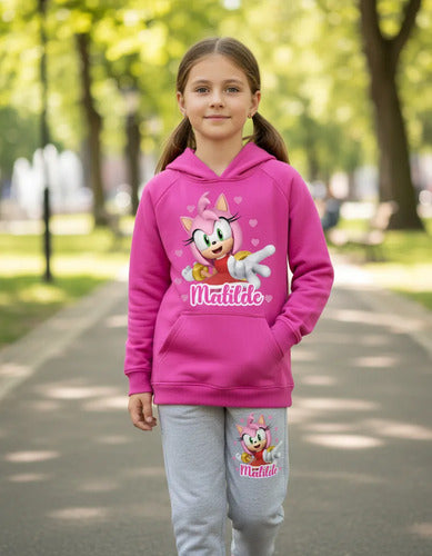 Buzo Amy Rose Poleron Pantalon Personalizado Niñas
