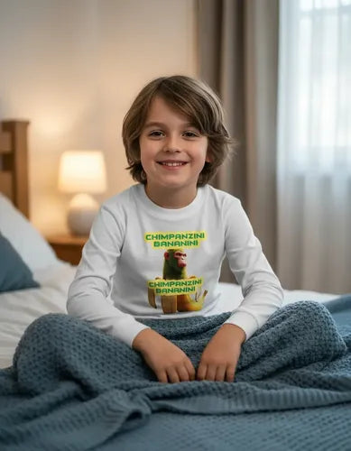 Pijama Largo Niños Algodon Chimpanzini Bananini Brainrot