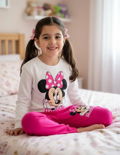Pijama Largo Minnie 2 Niñas 100% Algodón Personalizado