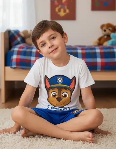 Pijama Chase Paw Patrol Personalizado 2 Niños 100% Algodón