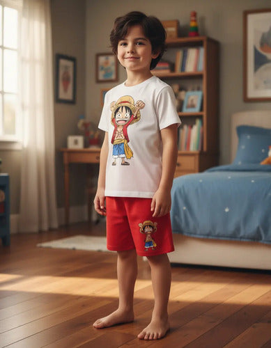Pijama Corto Niños Algodon Luffy One Piece