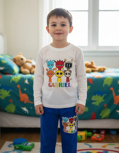 Pijama Largo Sprunki Niños Algodón Personalizado