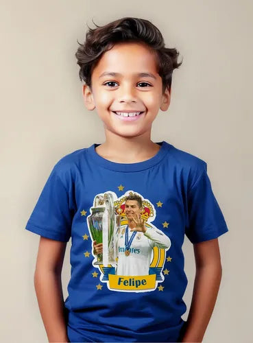 Polera Ronaldo Futbol Personalizada Niños Algodón 100%