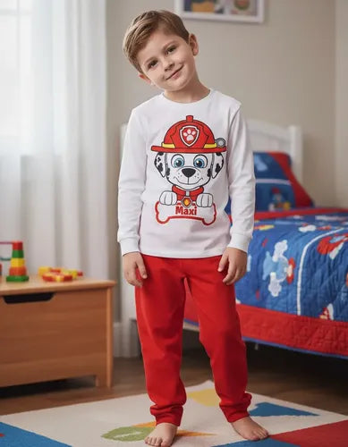 Pijama Largo Marshall Paw Patrol Niños Algodón Personalizado