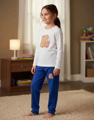 Pijama Largo Niñas Algodon Capibara Bebida Capybara