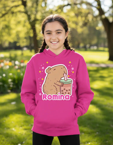 Polerón Canguro Capibara Cabypara Niñas  Personalizado Algodón